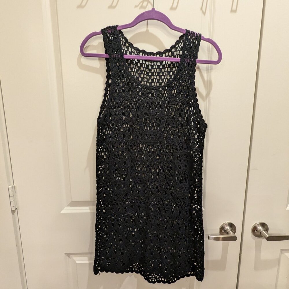 TRIPP NYC Daang Goodman Crochet Sweater Skull Mini Dress